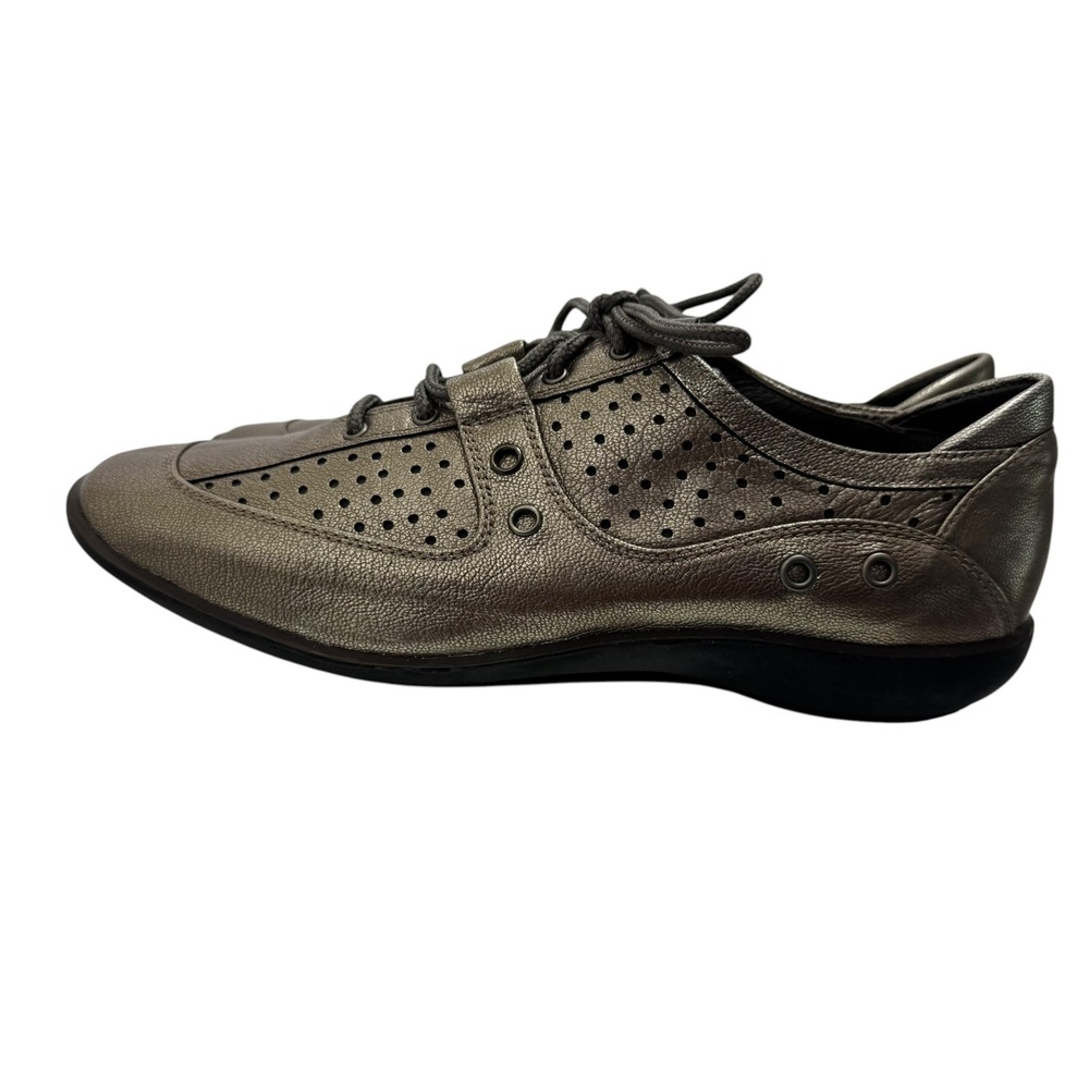 Stuart Weitzman Metallic Pewter Leather Luxury Designer Oxfords Preppy Wo's 8